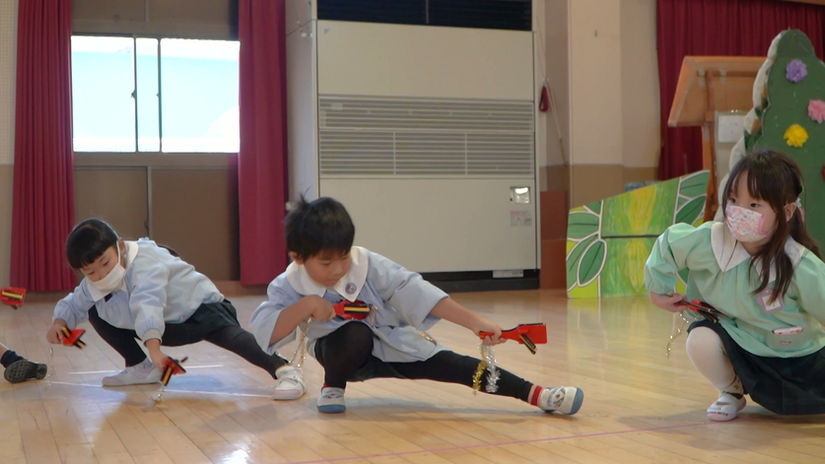 八潮幼稚園　おゆうぎ会練習・やきいも